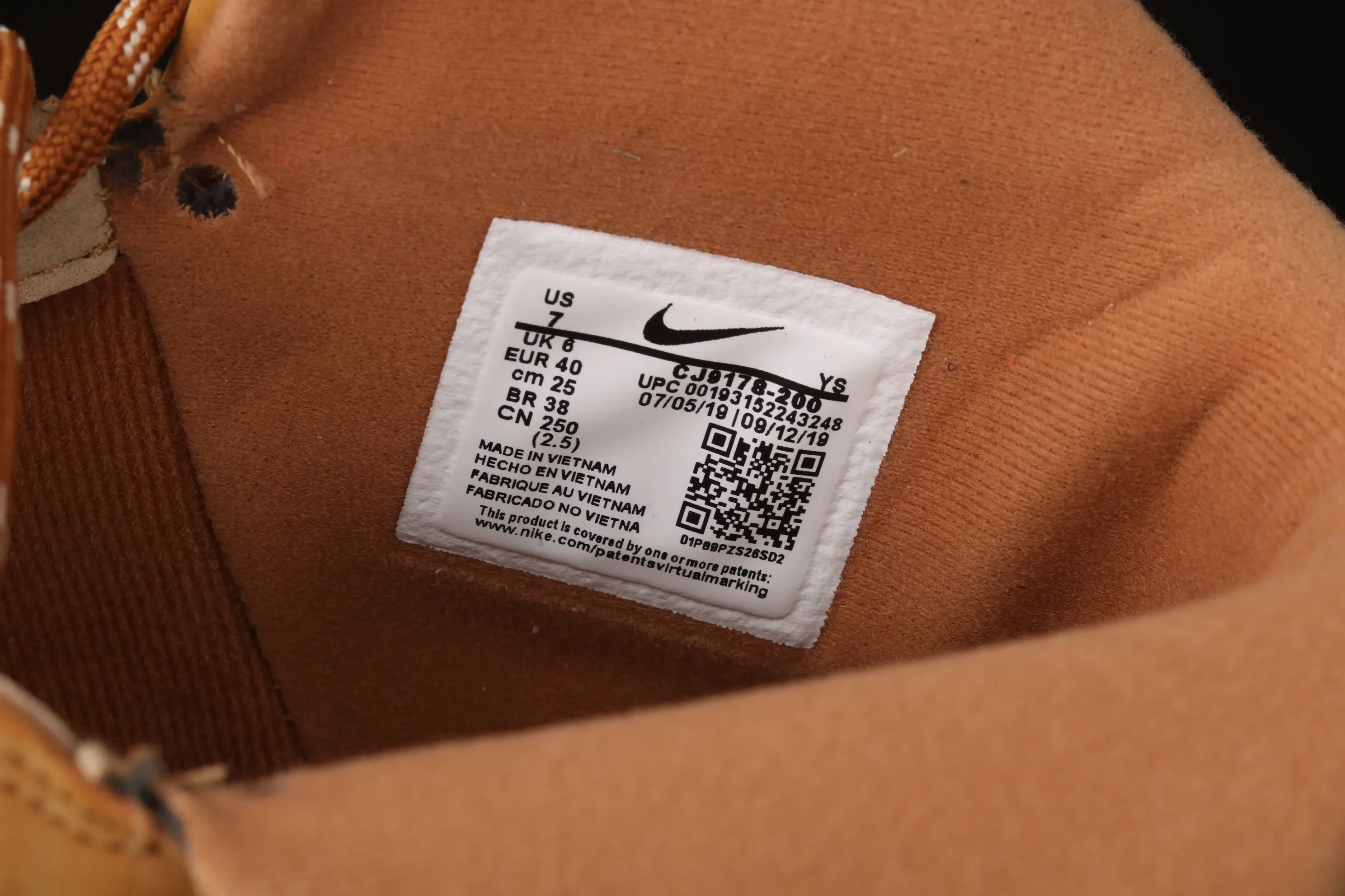 All categories Nk Air Force 1 Air Force series Nk Air Force 1 High J version Nk Air Force 1 High '07 2019 new version of wheat color Air Force One high-top sneakers CJ9178-200